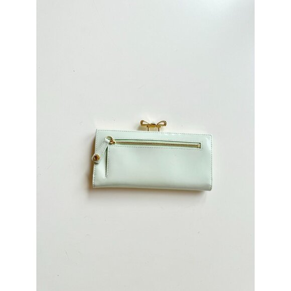 TED BAKER Pezie Popper Mint Green Patent Leather Crystal Bow Matinee Wallet - Picture 7 of 15